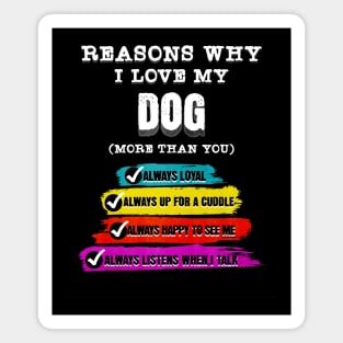 Reasons why I Love My Dog (more than you) Magnet